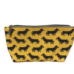 MARC TETRO Dachshund Weiner Doxie Dog Makeup Clutch Bag Yellow 6 x 10 x 3 in